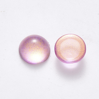 Transparent Spray Painted Glass Cabochons GLAA-S190-013C-F09-1