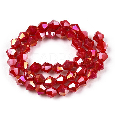 Opaque Solid Color Electroplate Glass Beads Strands EGLA-A039-P6mm-B02-1