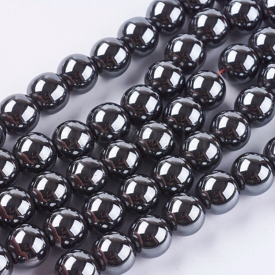 Non-Magnetic Synthetic Hematite Beads Strands G-H1624-10mm-1-1