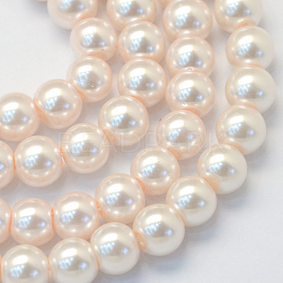 Baking Paint Pearlized Glass Pearl Round Bead Strands X-HY-Q003-10mm-41-1