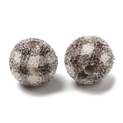 Spray Painted Wood European Beads with Rhinestone RESI-C038-03F-1