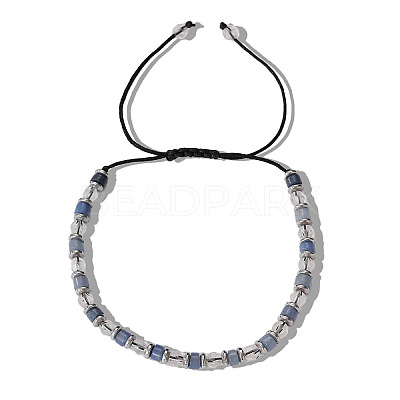 Natural Blue Spot Jasper Beads Braided Bead Bracelets for Men FW9359-1-1