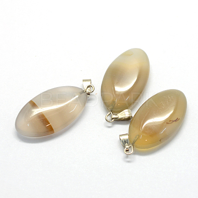 Horse Eye Natural Grey Agate Pendants G-Q363-10-1
