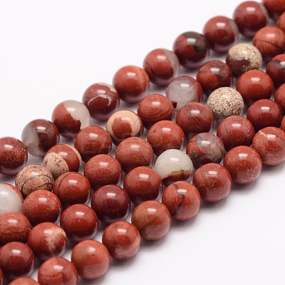 Natural Red Jasper Bead Strands X-G-K153-B19-8mm-1