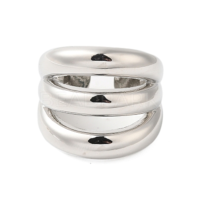 Three-layer Brass Open Cuff Rings for Women RJEW-A046-08P-1