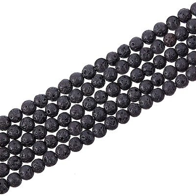 Natural Lava Rock Gemstone Round Bead Strands G-R285-4mm-06-1