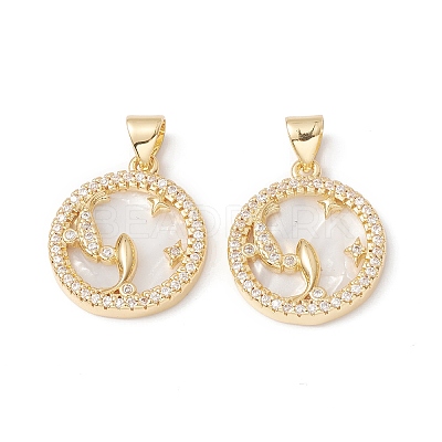 Rack Plating Brass Shell Pendants KK-D087-25G-04-1