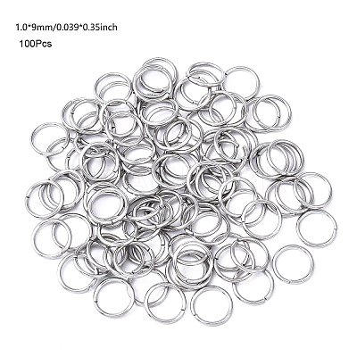 100Pcs 304 Stainless Steel Open Jump Rings STAS-YW0004-1.0x9-P-1