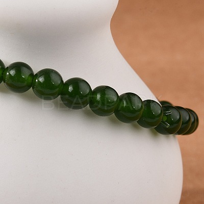 Natural TaiWan Jade Bead Stretch Bracelets BJEW-K212-A-019-1