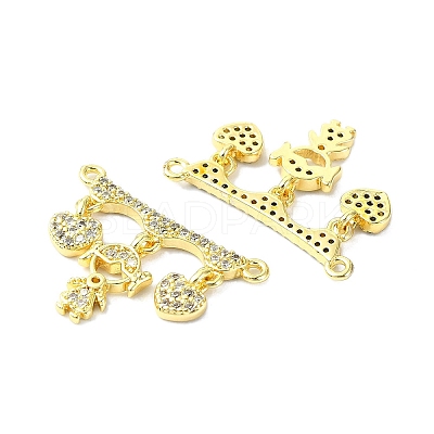 Rack Plating Brass Micro Pave Clear Cubic Zirconia Pendants KK-R157-12C-G-1
