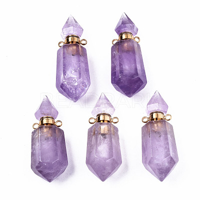 Faceted Natural Amethyst Pendants G-T131-15G-1