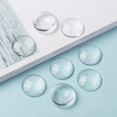 Transparent Glass Cabochons X-GGLA-R026-25mm-1