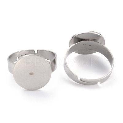 Tarnish Resistant Adjustable 304 Stainless Steel Rings Components X-STAS-O146-01P-1