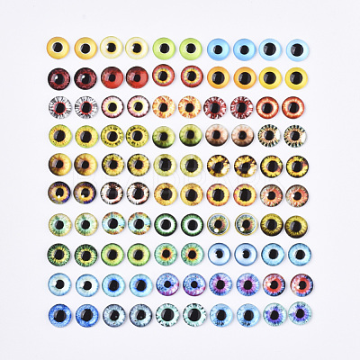 Flat Back Glass Cabochons GGLA-R023-8mm-01-1