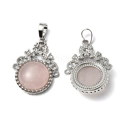 Natural Rose Quartz Pendants G-P498-01P-02-1