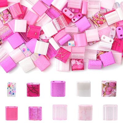 100Pcs 10 Styles 2-Hole Drawbench Glass Seed Beads SEED-FS0001-46-1