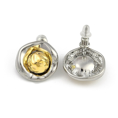 Irregular Flat Round Brass Stud Earrings EJEW-Q391-17G-1
