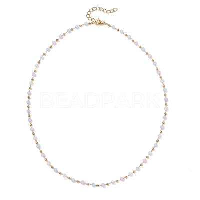 Handmade Faceted Rondelle Glass Beaded Link Chain Necklaces NJEW-JN05744-02-1
