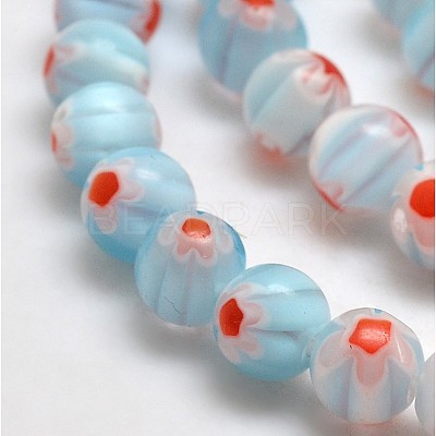 Round Millefiori Glass Beads Strands LK-P001-22-1
