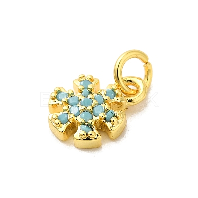 Real 18K Gold Plated Rack Plating Brass Micro Pave Cubic Zirconia Pendants Charms KK-S396-01B-1