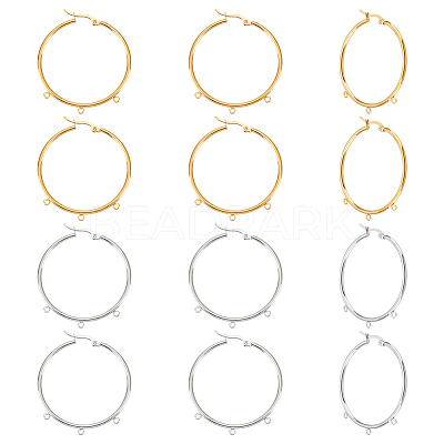 12Pcs 2 Colors 304 Stainless Steel Huge Hoop Earring Findings STAS-UN0044-77-1