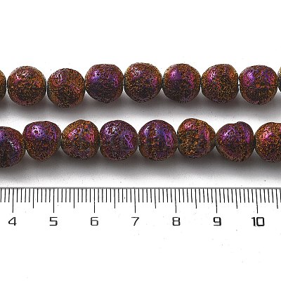 Electroplated Natural Lava Rock Beads Strands G-A251-D01-01B-1