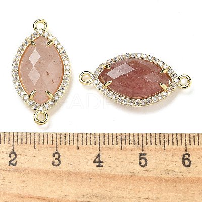 Natural Strawberry Quartz Faceted Horse Eye Connector Charms G-G181-07G-03-1