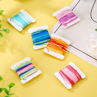 6Pcs 6 Colors Segment Dyed Polyester Embroidery Threads DIY-TAC0020-72-1