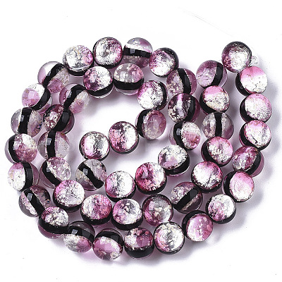 Handmade Silver Foil Glass Lampwork Beads Strands X1-FOIL-T003-03E-1