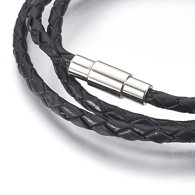 Leather Braided Cord Wrap Bracelets/Necklaces BJEW-JB03919-01-1