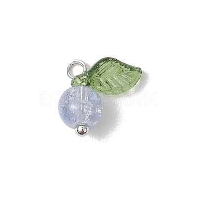 30Pcs 10 Colors Crackle Glass Pendants PALLOY-JF04168-02-1