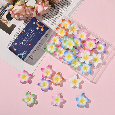 28Pcs 7 Colors Baking Paint Opaque Resin Pendants FIND-SC0019-45-1