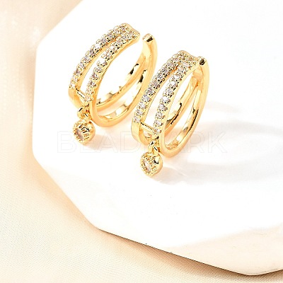 Brass Micro Pave Clear Cubic Zirconia Cuff Earrings EJEW-F370-11G-1