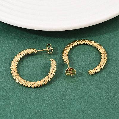 304 Stainless Steel Woven C-Shaped Stud Earrings EJEW-P324-07G-1