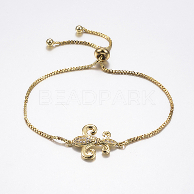 Adjustable Brass Micro Pave Cubic Zirconia Bolo Bracelets BJEW-F296-21G-1