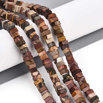 Natural Polychrome Jasper/Picasso Stone/Picasso Jasper Beads Strands G-T140-53-1