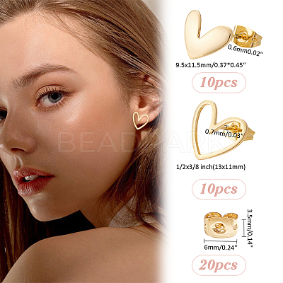 20Pcs 2 Styles Brass Stud Earring Findings KK-ME0002-53-1