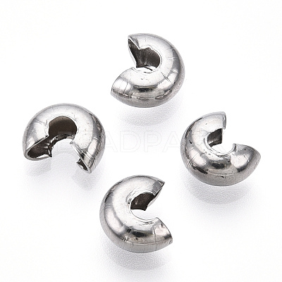 Non-Tarnish 304 Stainless Steel Crimp Beads Covers STAS-S117-011D-1