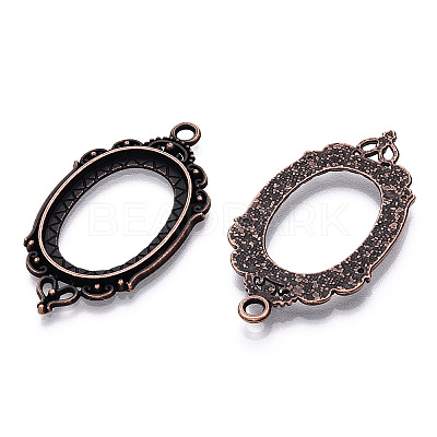 Zinc Alloy Link Cabochon Settings PALLOY-WH0001-35R-1