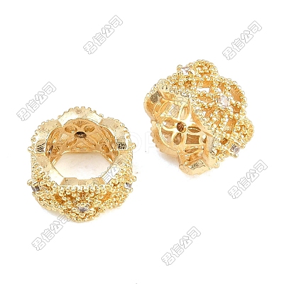 Brass+Cubic Zirconia European Beads KK-B186-06M-1