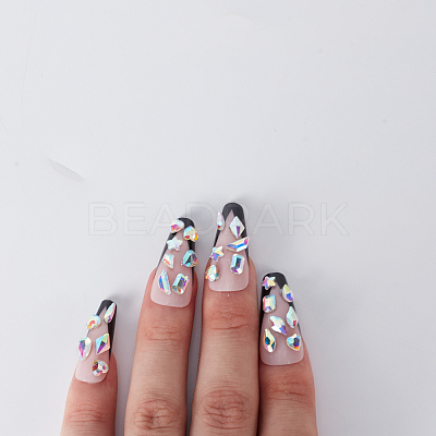 Flat Back Glass Rhinestones Cabochons MRMJ-WH0077-076-1