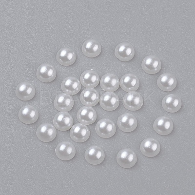 5MM Creamy White Dome Half Round Acrylic Imitated Pearl Cabochons Fit Phone Decoration X-OACR-H001-4-1