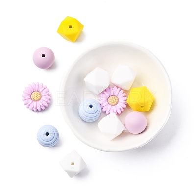 5 Styles Food Grade Eco-Friendly Silicone Beads SIL-FS0001-24-1