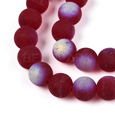 Frosted Transparent Glass Beads Strands LS-GLAA-T032-T10mm-MBB20-1