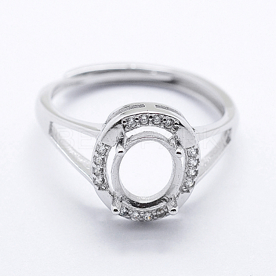 Anti-Tarnish Rhodium Plated 925 Sterling Silver Finger Ring Components STER-G027-13P-1