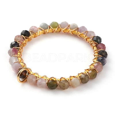 Natural Multicolor Tourmaline Wire Wrapped Pendants PALLOY-JF00590-02-1