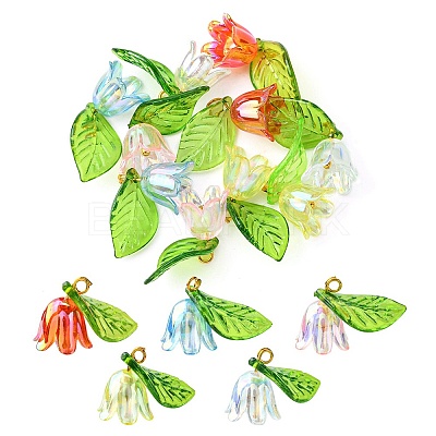 10Pcs 5 Colors Acrylic & Plastic Pendants OACR-YW0001-63-1