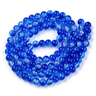 Transparent Crackle Baking Paint Glass Beads Strands DGLA-T003-01B-03-1