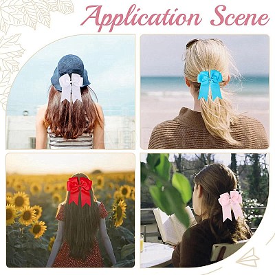 Bowknot Polyester Alligator Hair Clips for Women Girls OHAR-CP0001-26A-1