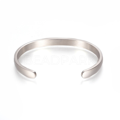 304 Stainless Steel Cuff Bangles STAS-I110-10-4mm-1